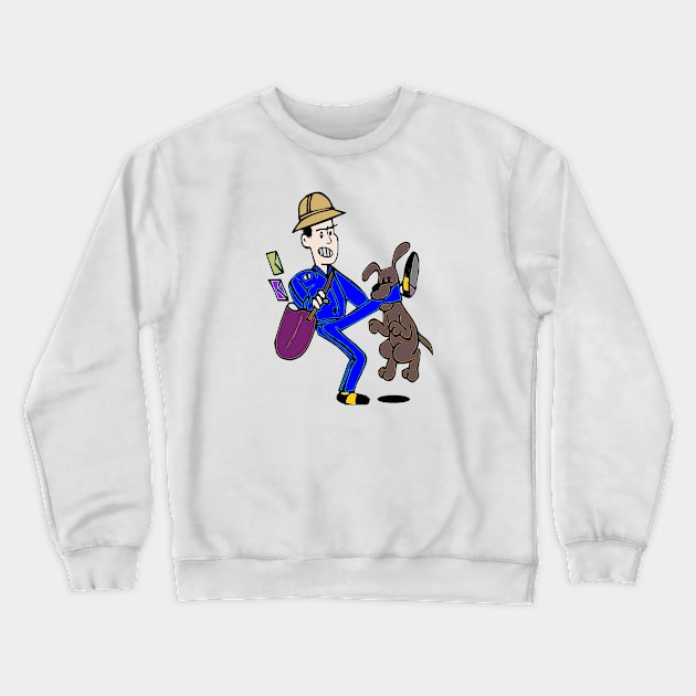 Postman bitten by Dog Crewneck Sweatshirt by OssiesArt